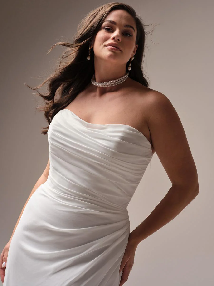 Rebecca Ingram "Francesca" Whimsical Chiffon Strapless Bridal Gown - Image 6