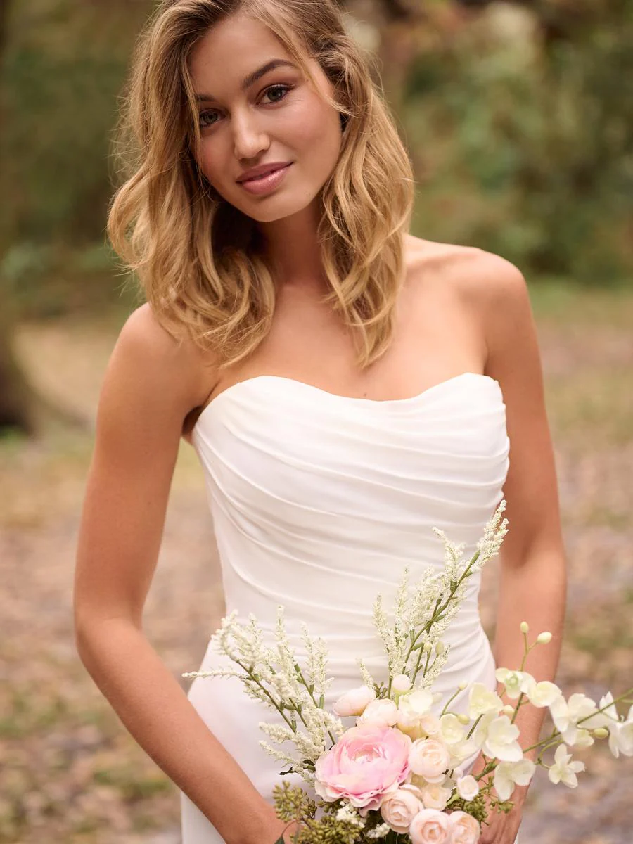 Rebecca Ingram "Francesca" Whimsical Chiffon Strapless Bridal Gown - Image 9