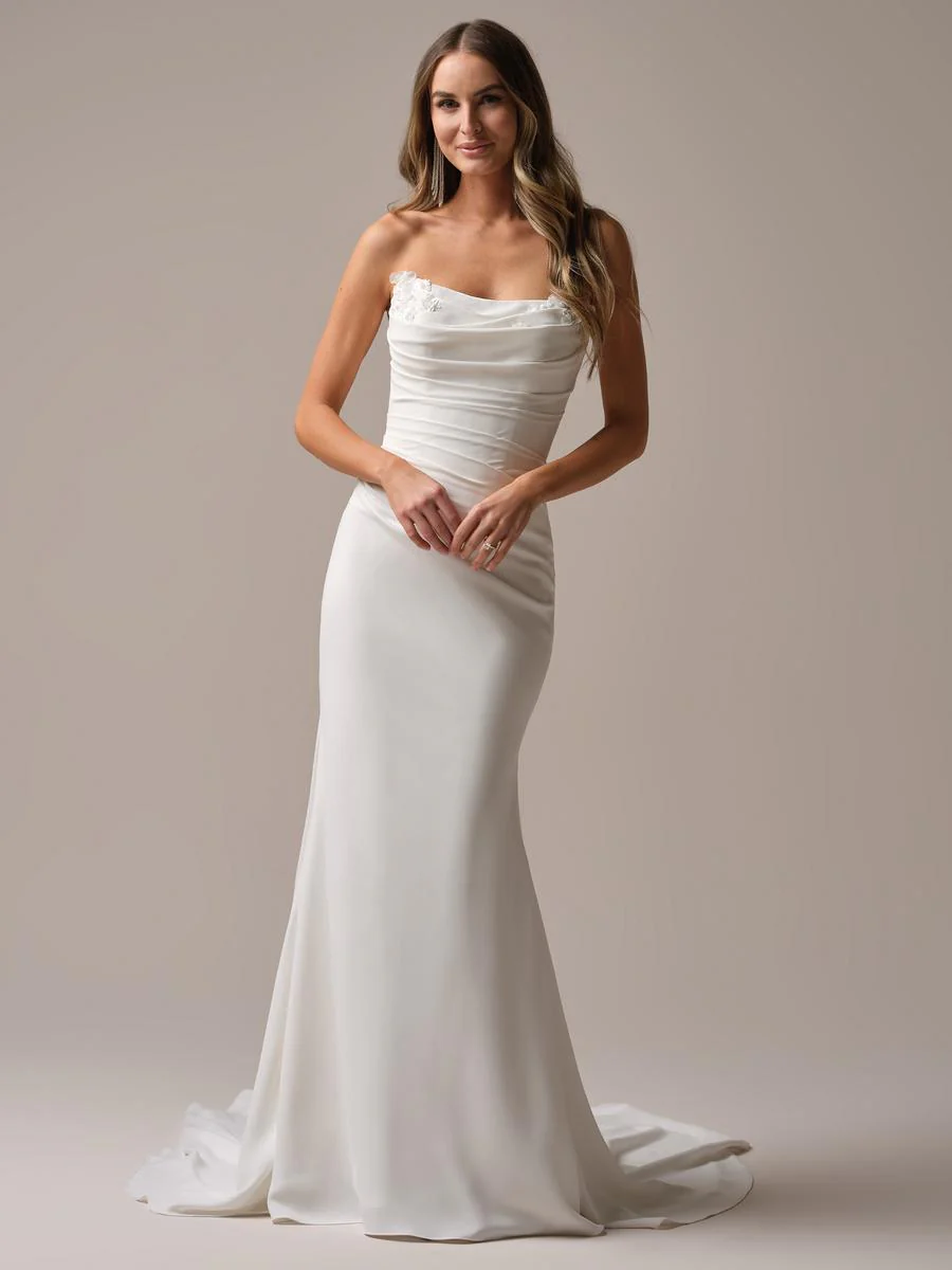 Rebecca Ingram "Fantasia" Strapless Crepe Mermaid Bridal Gown - Image 6