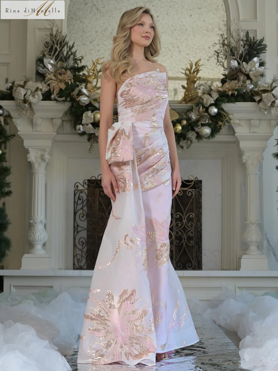 Rina di Montella One Shoulder Jacquard Organza Dress RD3233 - Image 4