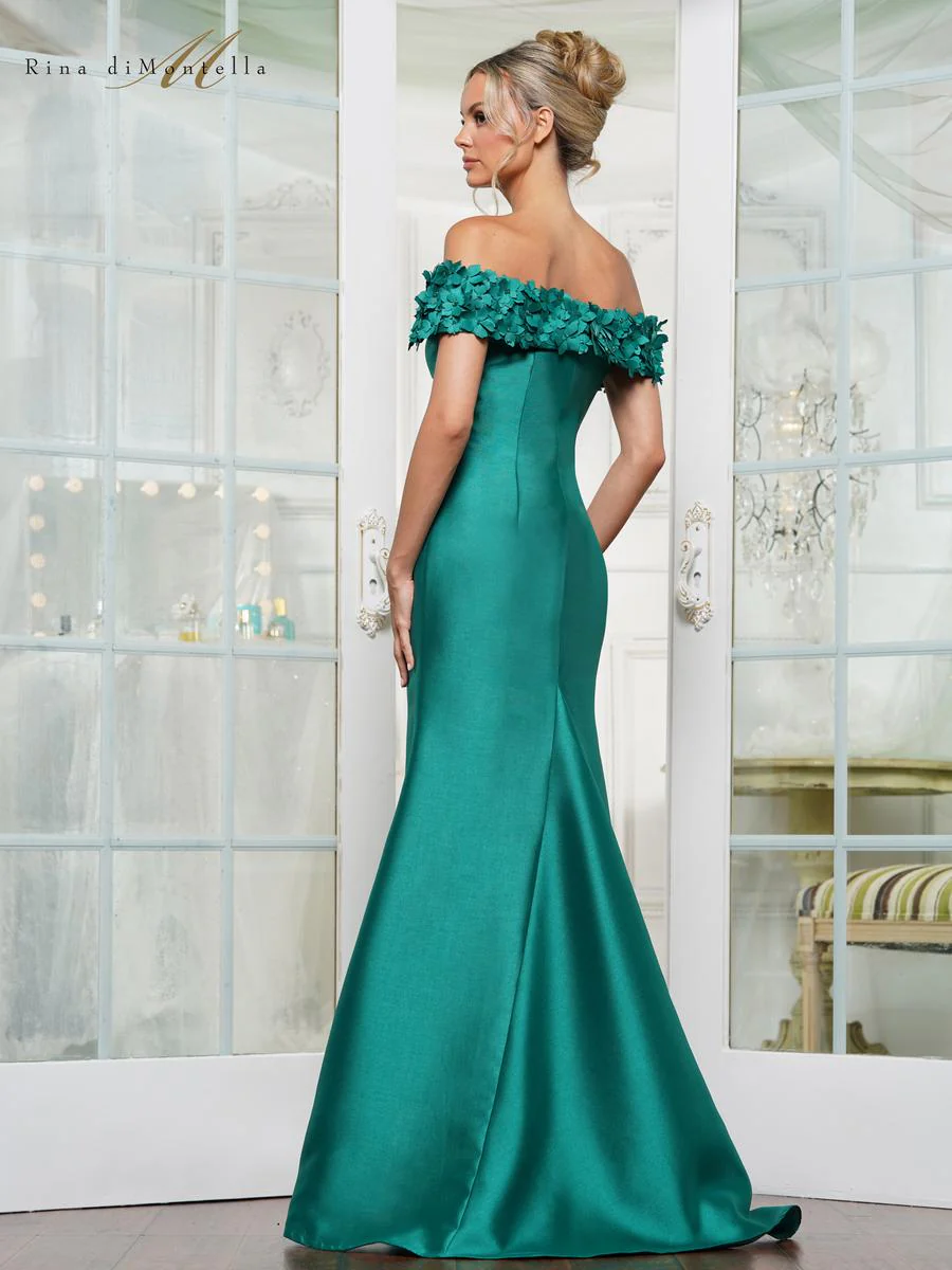 Rina di Montella 3D Floral Off Shoulder Evening Dress RD3254 - Image 2