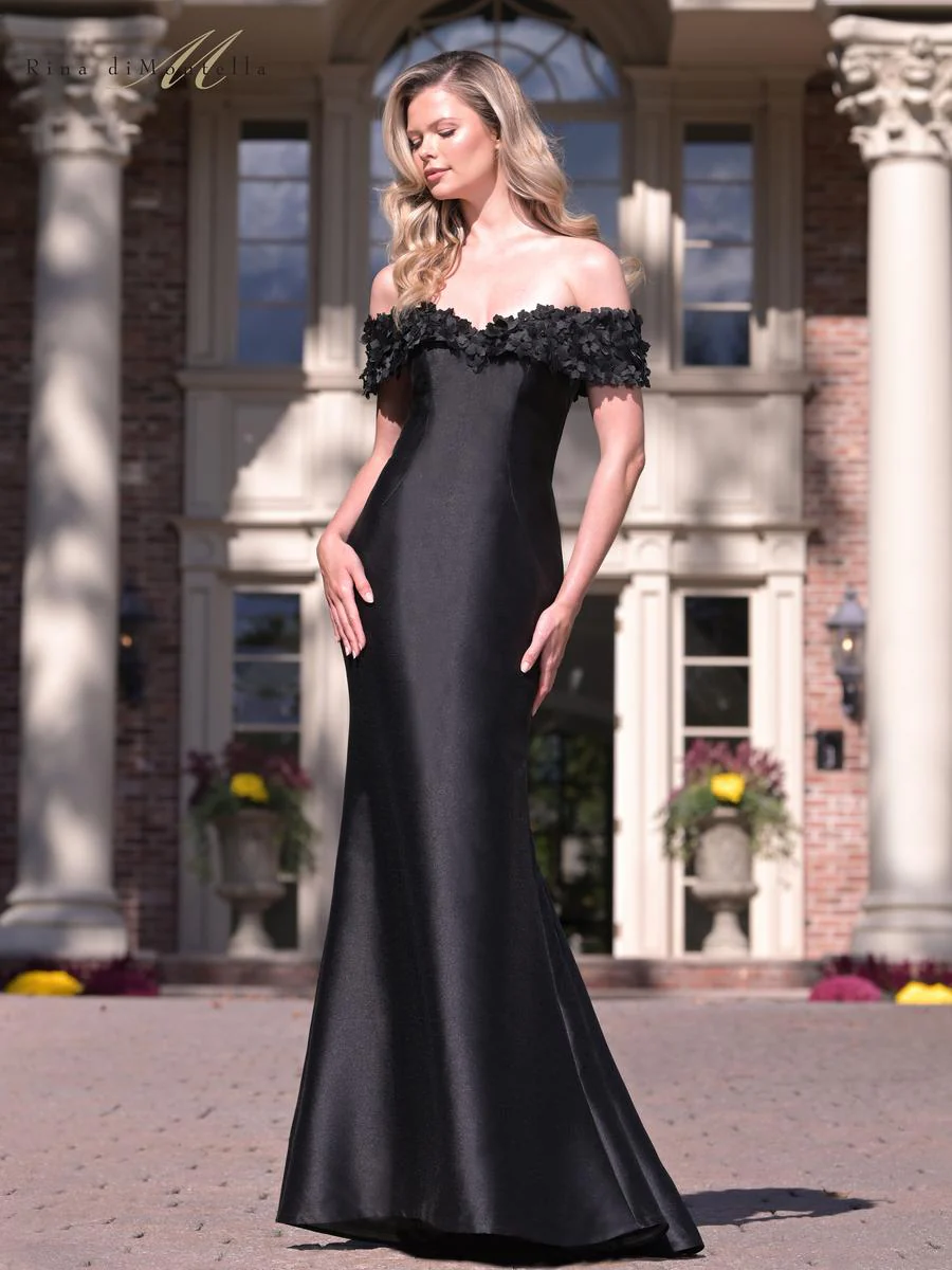 Rina di Montella 3D Floral Off Shoulder Evening Dress RD3254 - Image 6