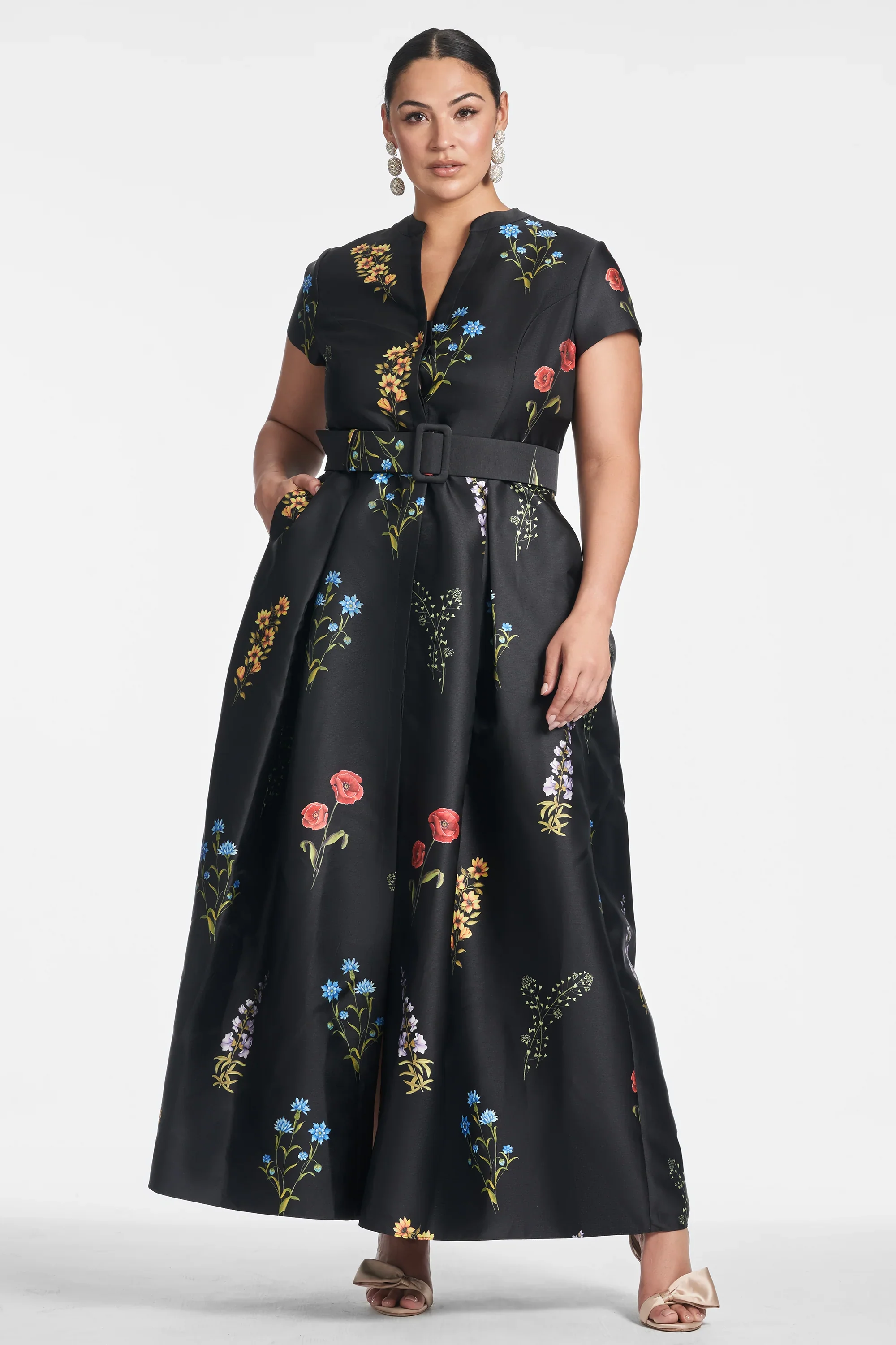 Sachin & Babi "Marta" Belted Floral A-line Gown - Image 10