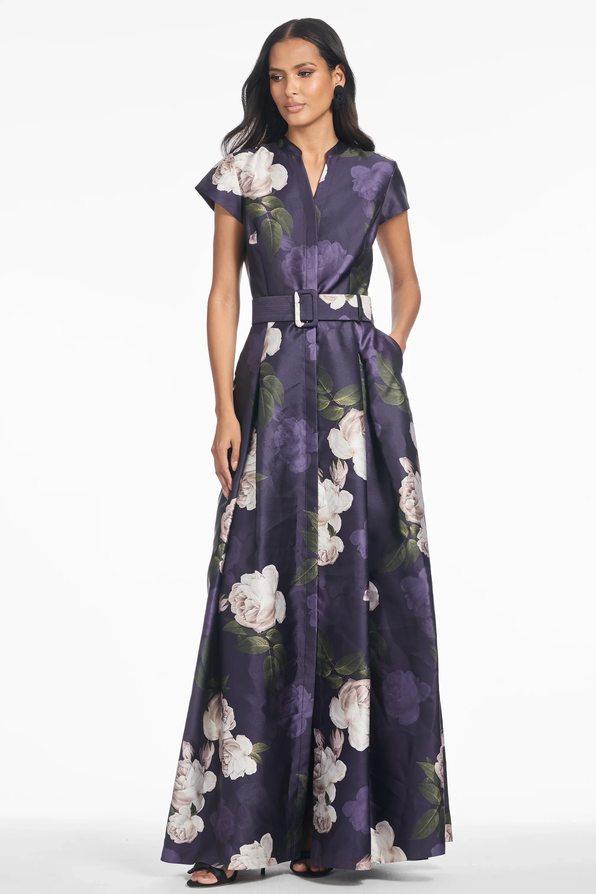 Sachin & Babi "Marta" Belted Floral A-line Gown - Image 2