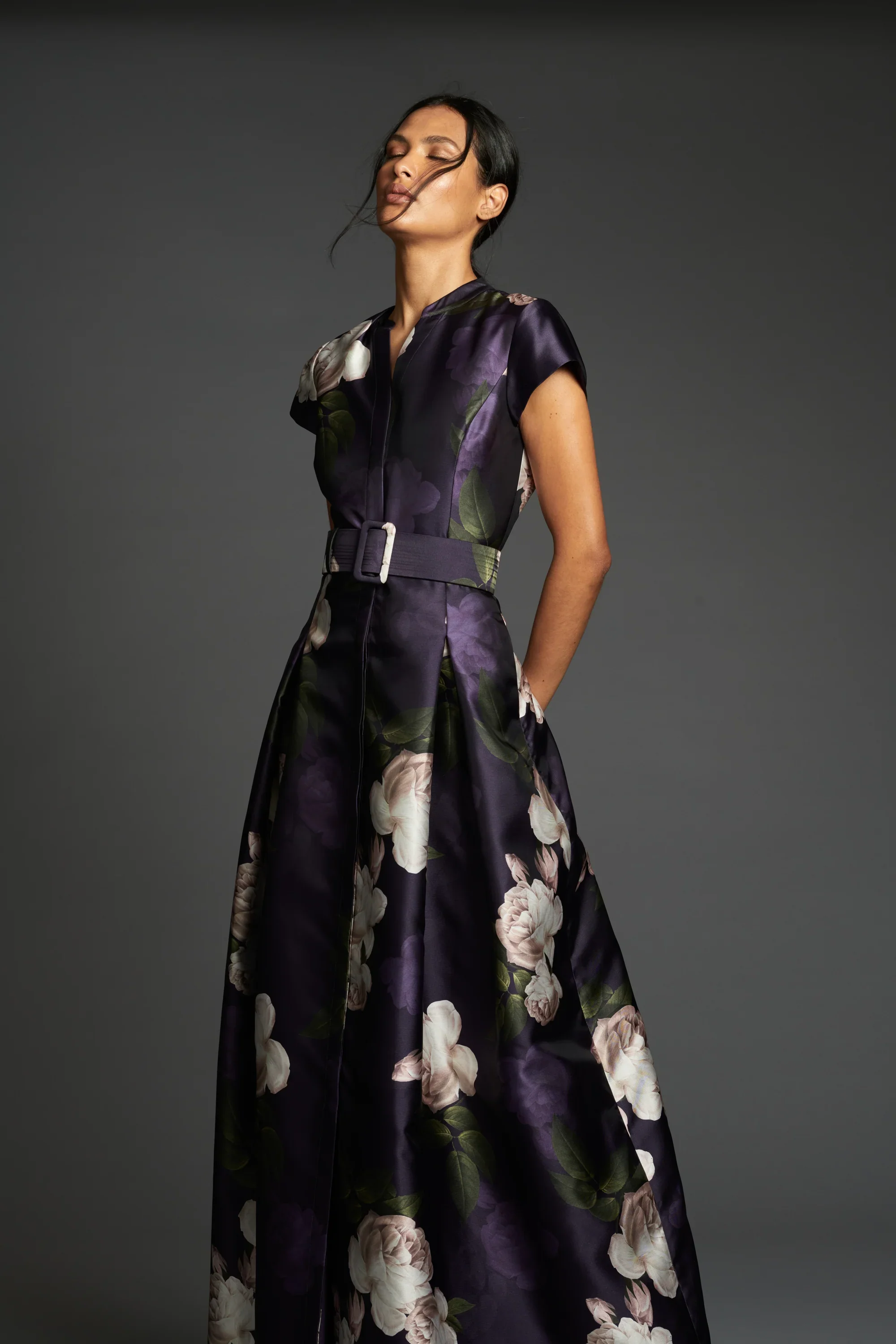 Sachin & Babi "Marta" Belted Floral A-line Gown - Image 3