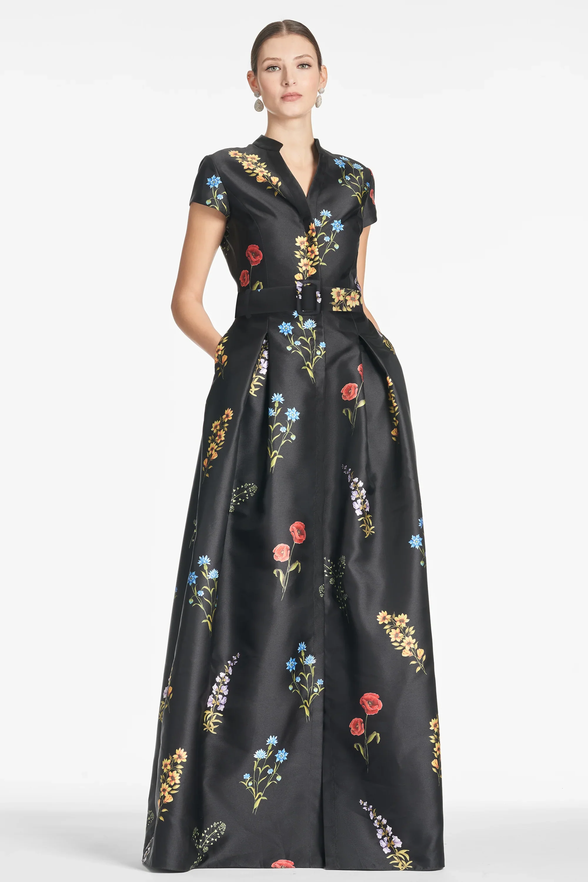 Sachin & Babi "Marta" Belted Floral A-line Gown - Image 9