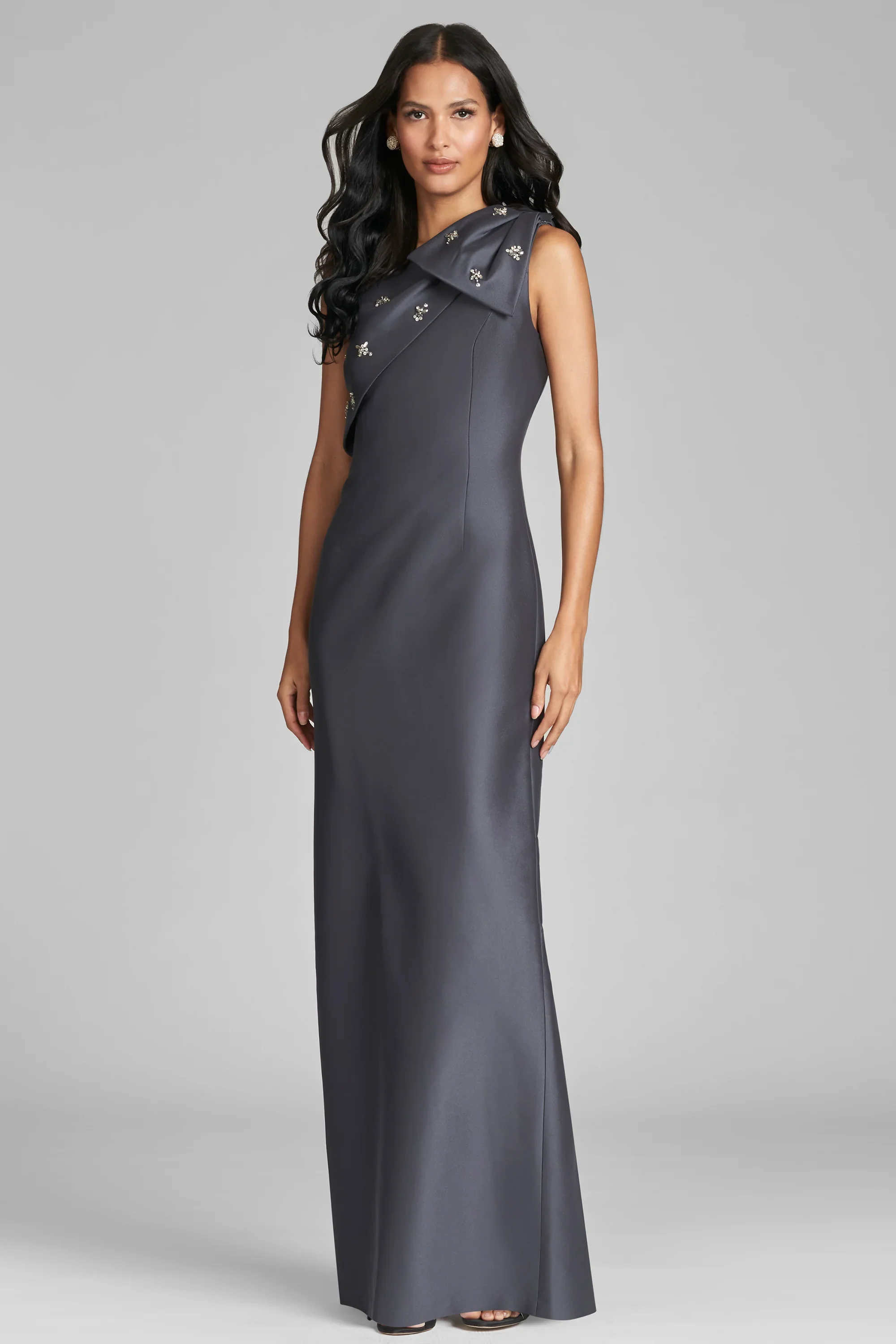 Sachin & Babi "Olivia" One Shoulder Bow Gown