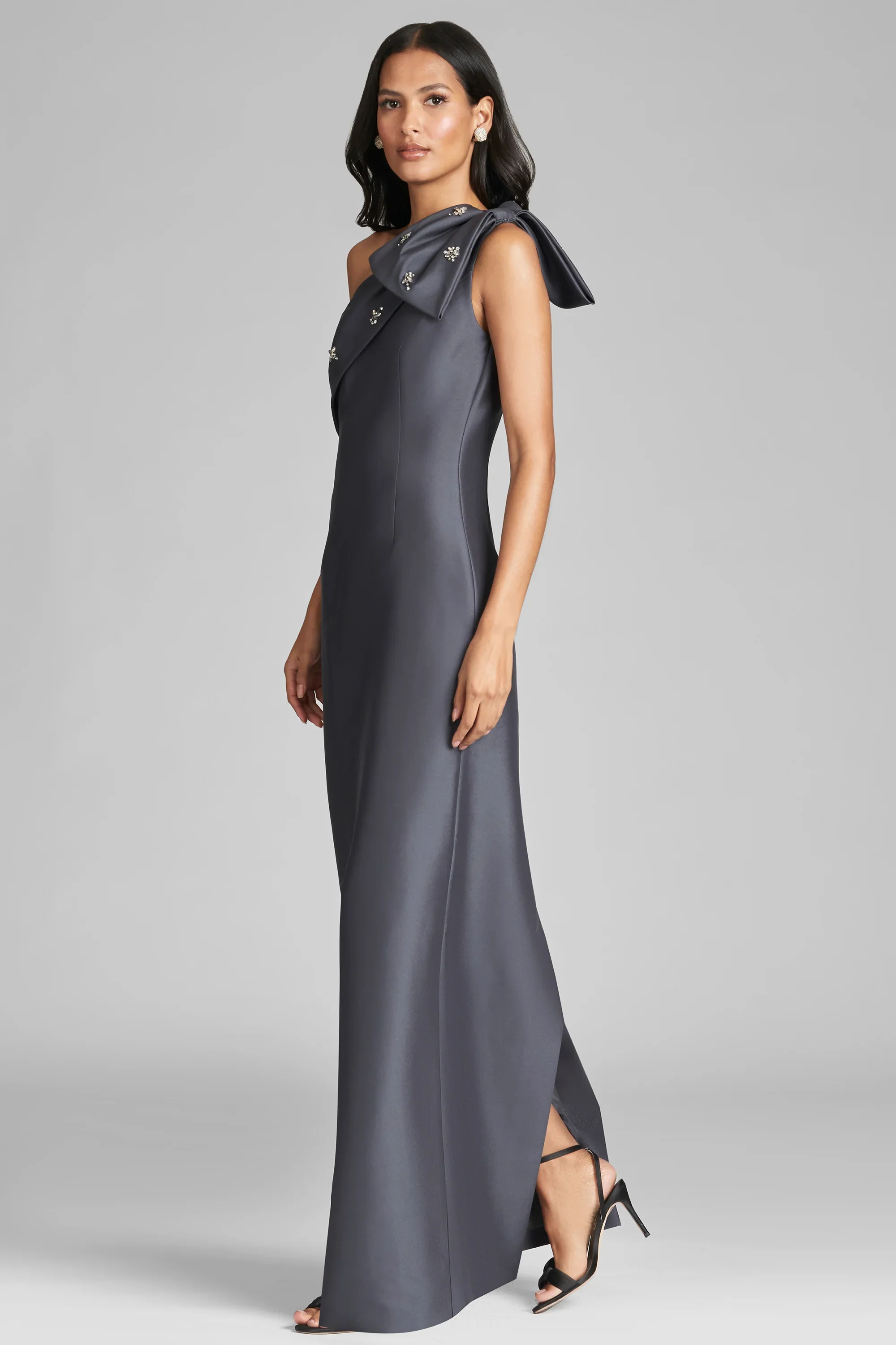 Sachin & Babi "Olivia" One Shoulder Bow Gown - Image 2