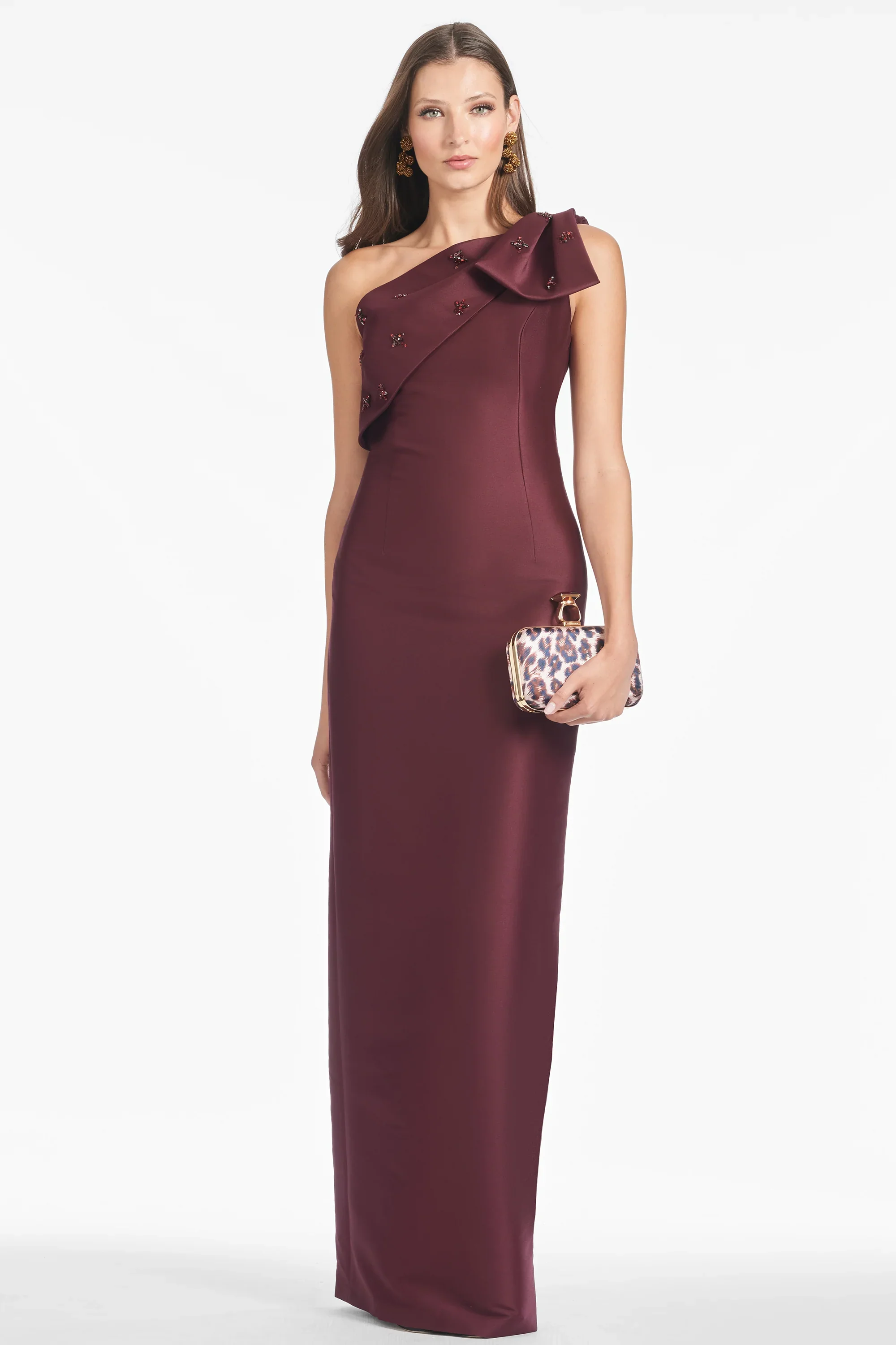 Sachin & Babi "Olivia" One Shoulder Bow Gown - Image 4