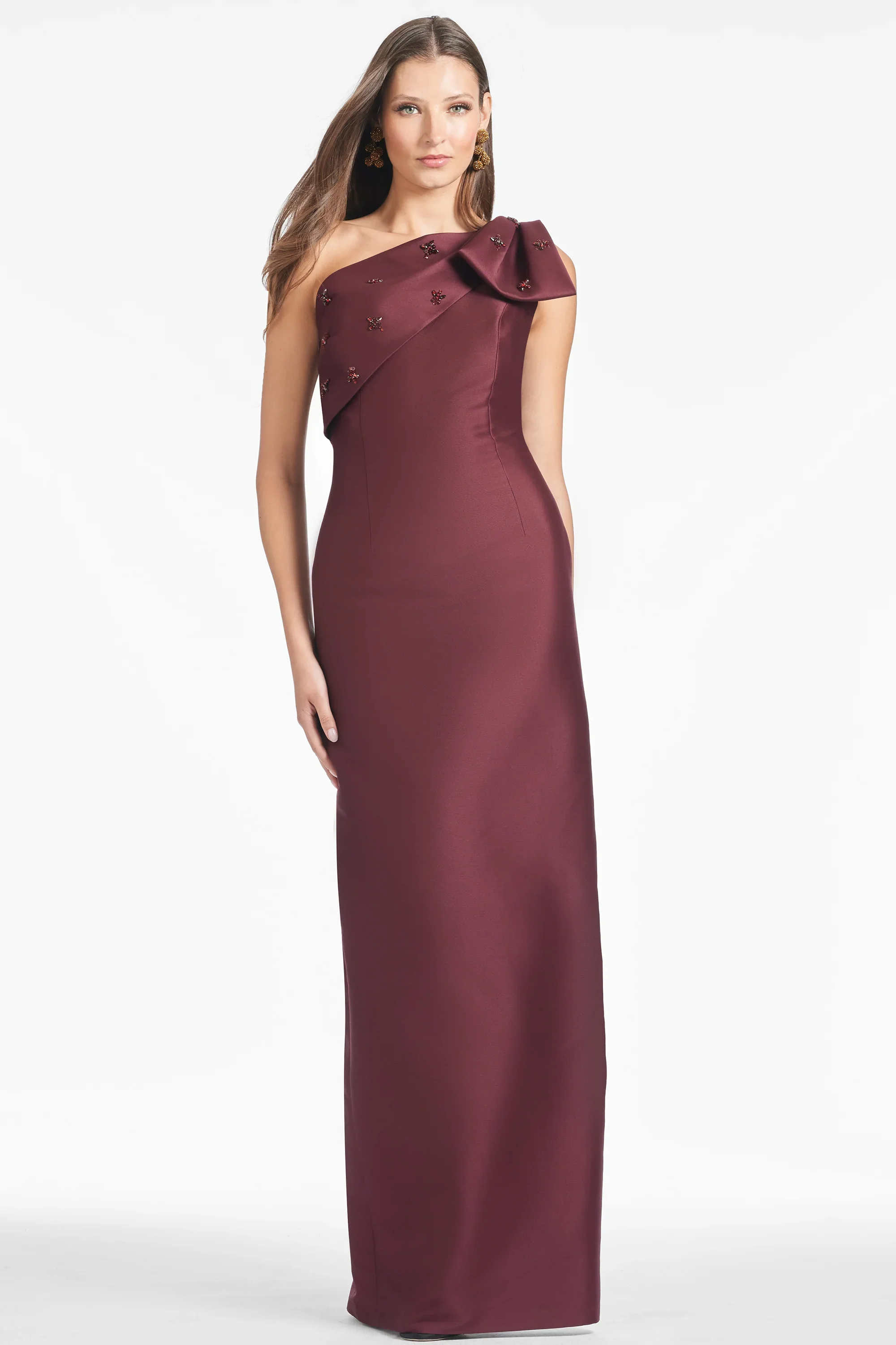 Sachin & Babi "Olivia" One Shoulder Bow Gown - Image 7