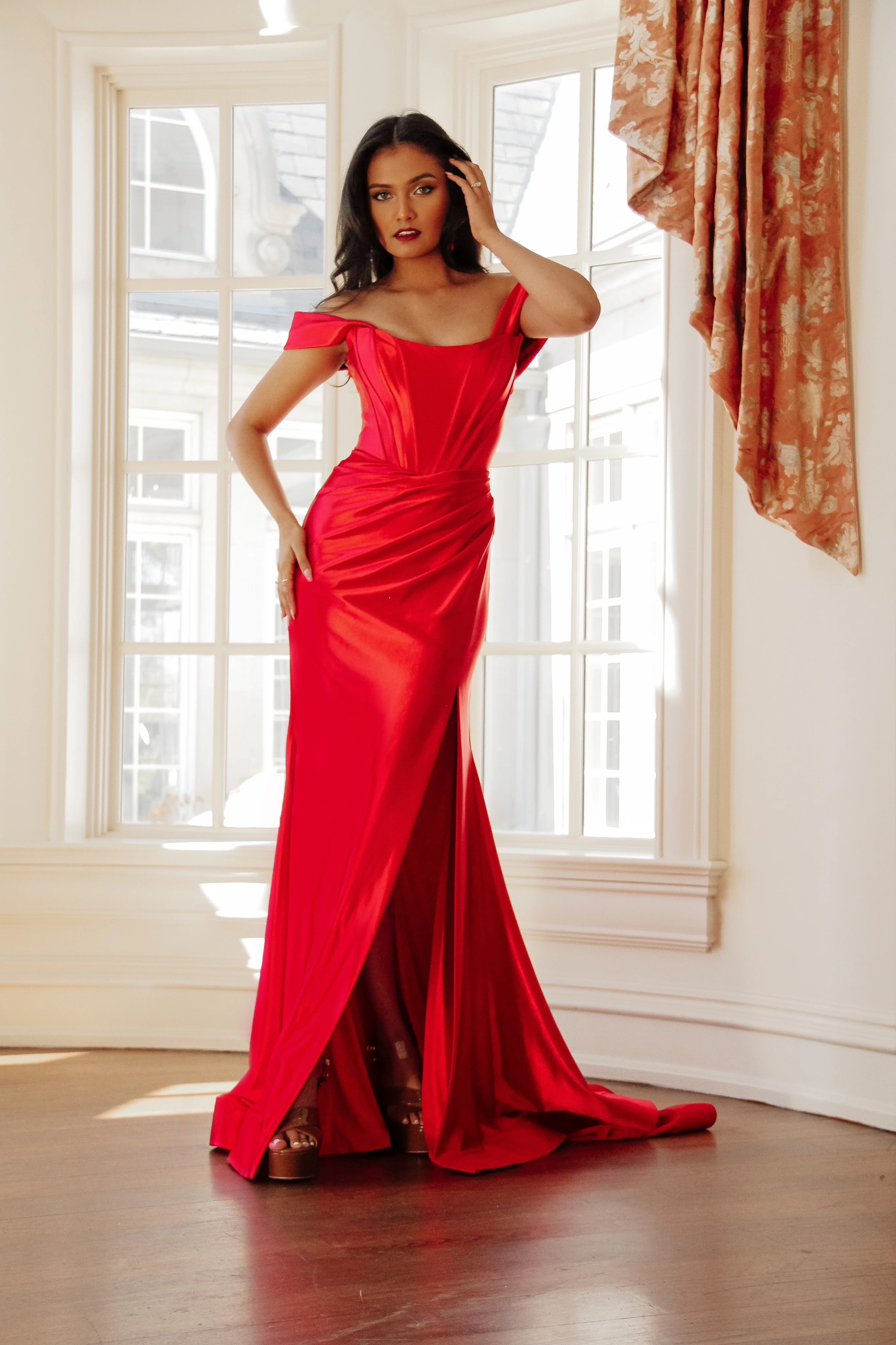 Sherri Hill Long Satin Corset Dress 54923 - B - Image 5