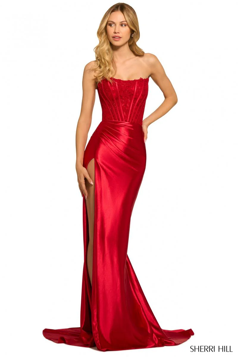 Sherri Hill Strapless Lace Corset Gown 55419 - Image 3