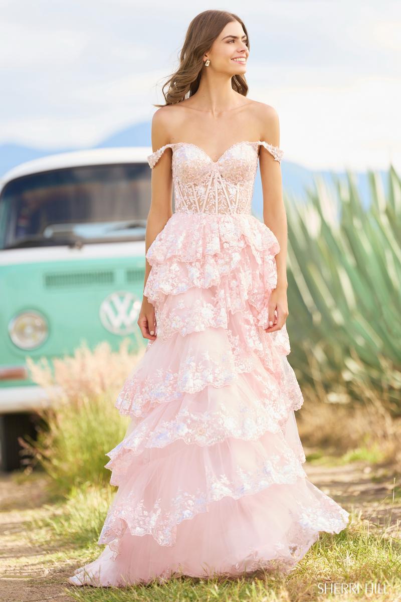 Sherri Hill Sequin Ruffle A-Line Prom Dress 55500 - Image 10