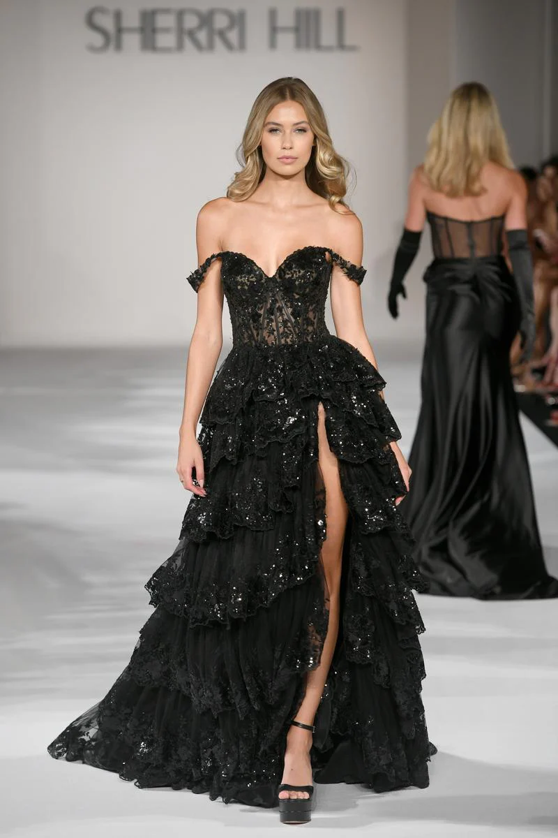 Sherri Hill Sequin Ruffle A-Line Prom Dress 55500 - Image 7