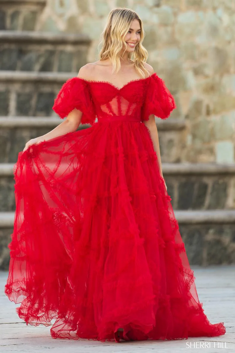 Sherri Hill Off The Shoulder Dress 55558 - Image 8