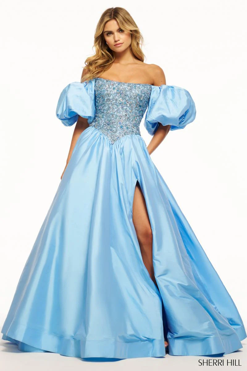 Sherri Hill Ball Gown Balloon Sleeve Dress 55641 - Image 5