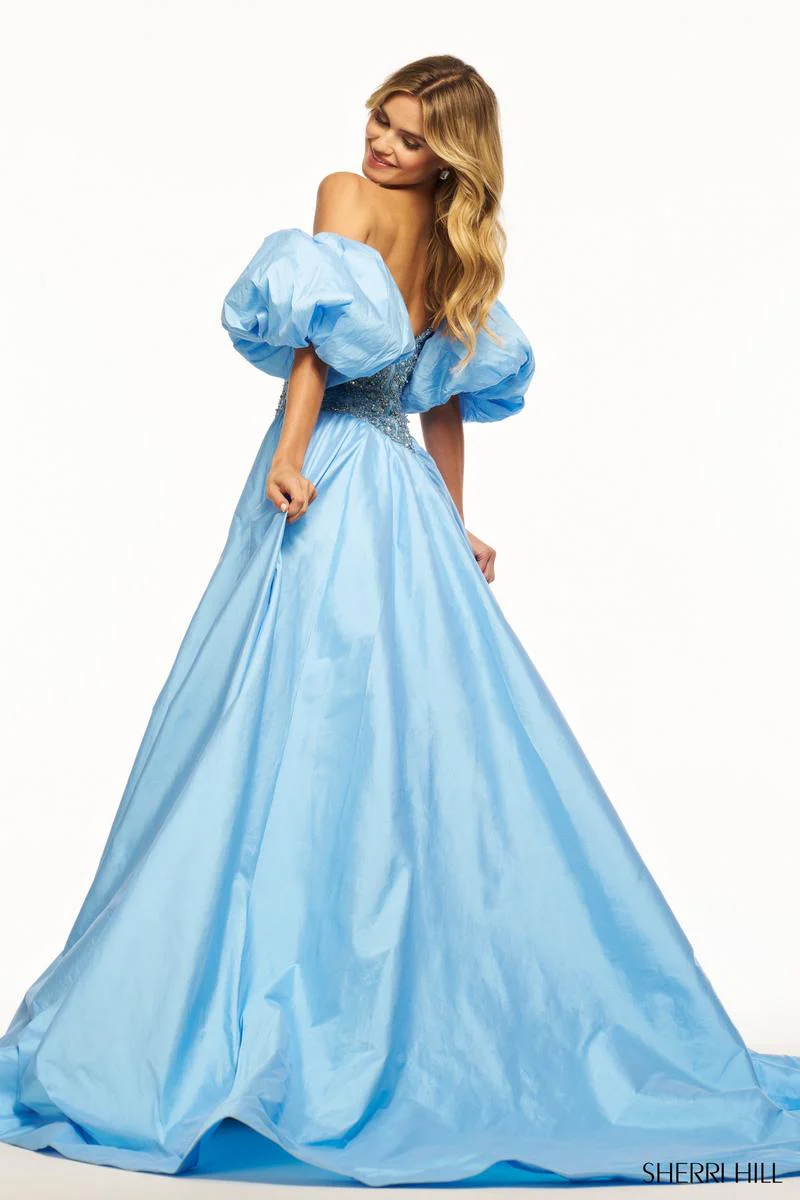 Sherri Hill Ball Gown Balloon Sleeve Dress 55641 - Image 6