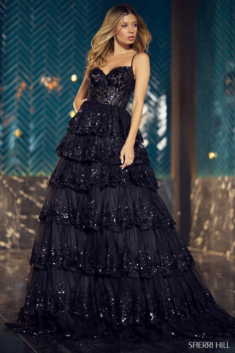 Sherri Hill Sequin Ruffle Ball Gown 55925 - Image 3
