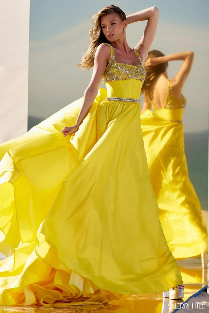Sherri Hill Taffeta Corset Ball Gown Prom Dress 56434 - Image 3