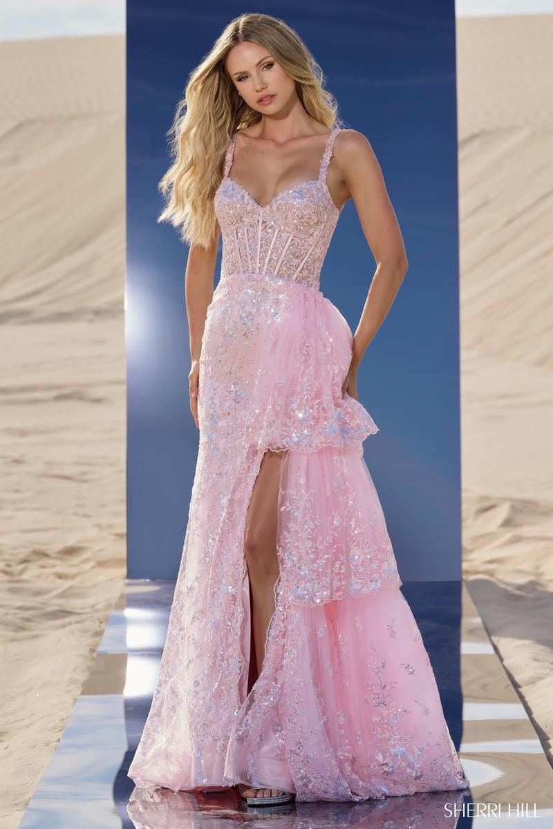 Sherri Hill Corset Ruffle Prom Dress 56589 - Image 3