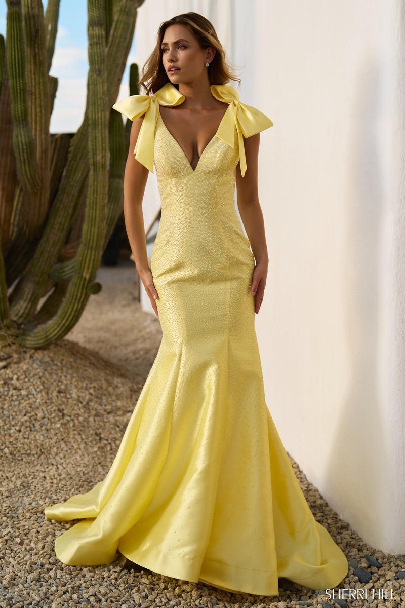 Sherri Hill Mermaid Hotfix Bow Strap Long Dress 56638 - Image 3