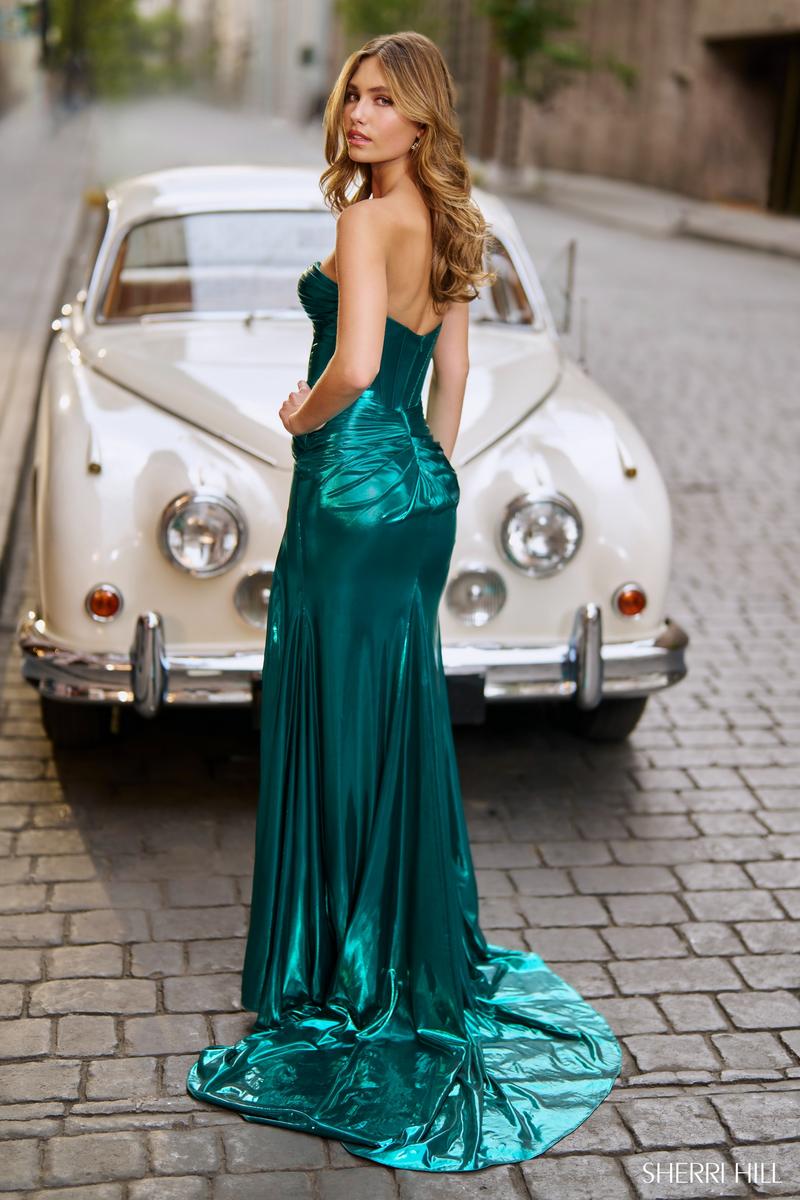 Sherri Hill Strapless Metallic Corset Dress 56654 - Image 5