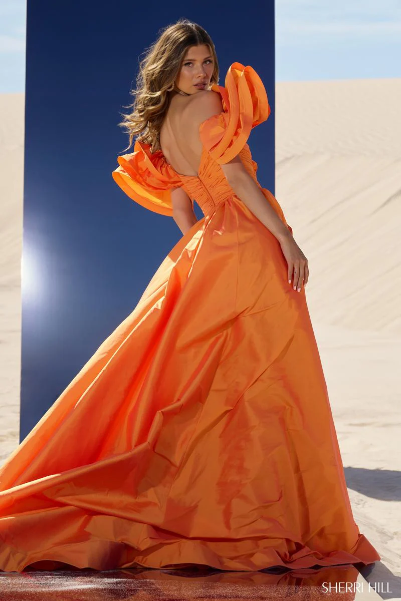 Sherri Hill A-line Ruffle Sleeve Gown 56743 - Image 2