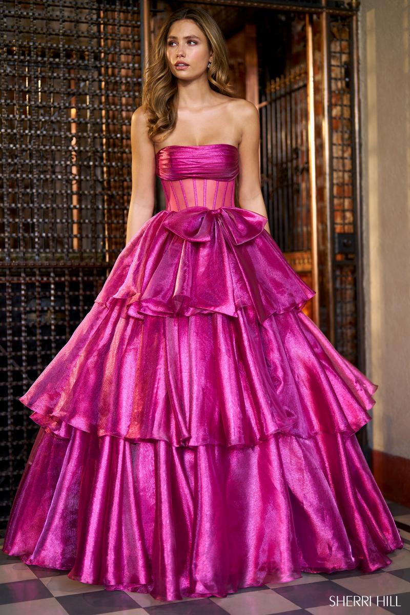 Sherri Hill Sheer Corset Ruffle Ballgown 56767 - Image 3