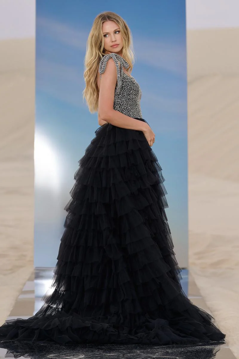 Sherri Hill Ruffle Ballgown with Oversized Bow Strap 56829 - Image 2