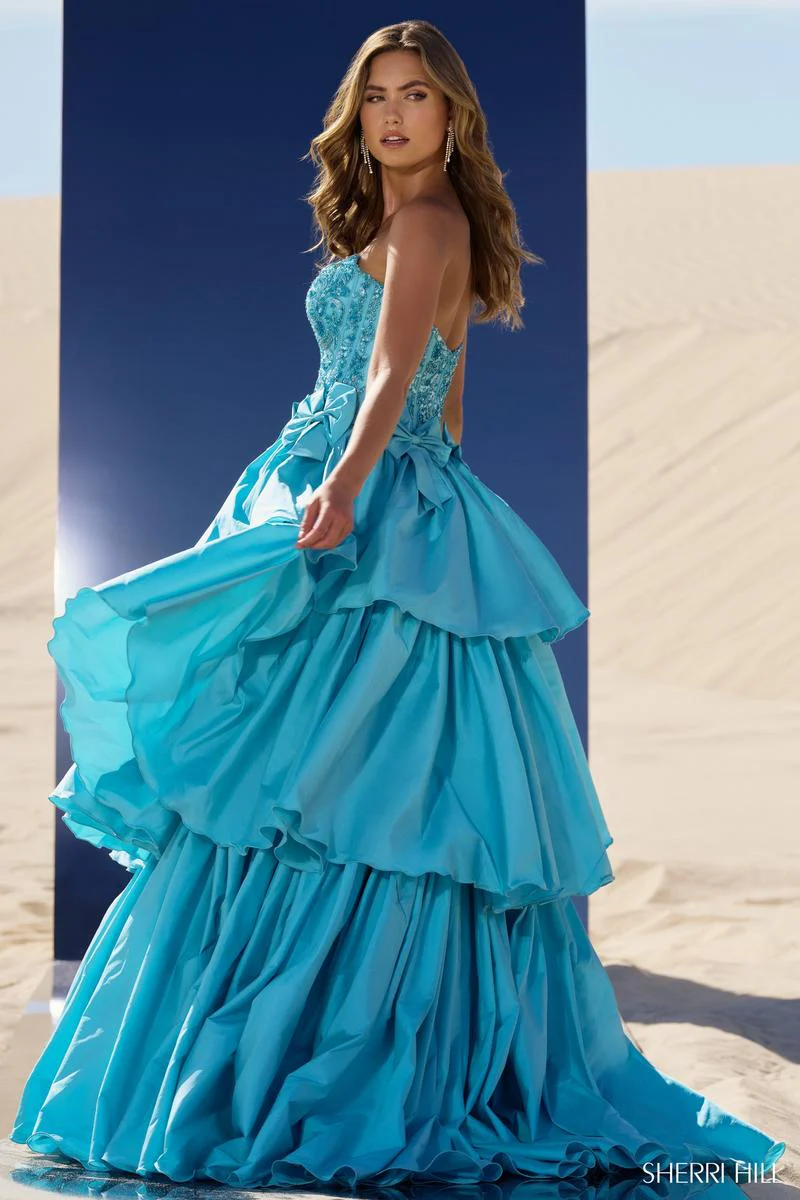Sherri Hill Strapless Ballgown with Bows 56838 - Image 2