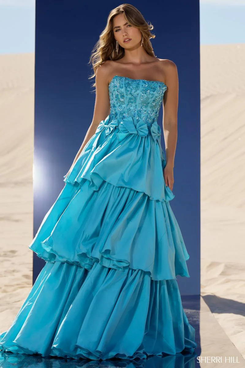Sherri Hill Strapless Ballgown with Bows 56838 - Image 3