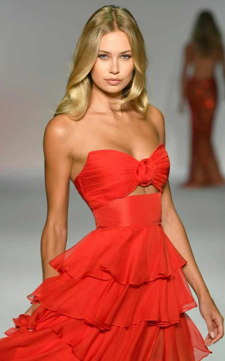 Sherri Hill Strapless Cut Out Ruffle Prom Dress 56870 - Image 6