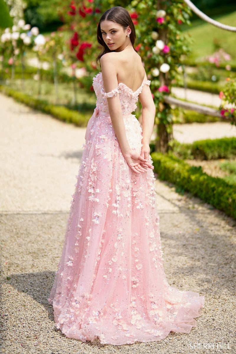 Sherri Hill A-Line 3D Floral Prom Dress 56940 - Image 2