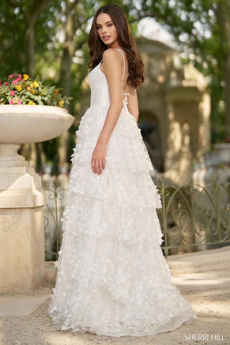 Sherri Hill 3D Floral Ruffle Prom Dress 57015 - Image 2