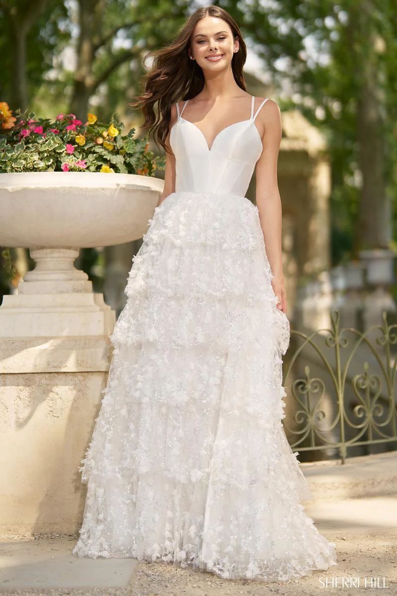 Sherri Hill 3D Floral Ruffle Prom Dress 57015 - Image 3