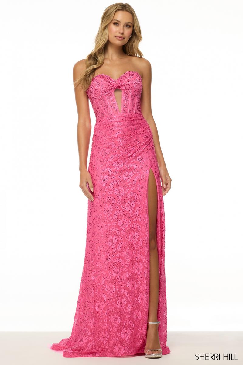 Sherri Hill Lace Corset Prom Dress 57086 - Image 3