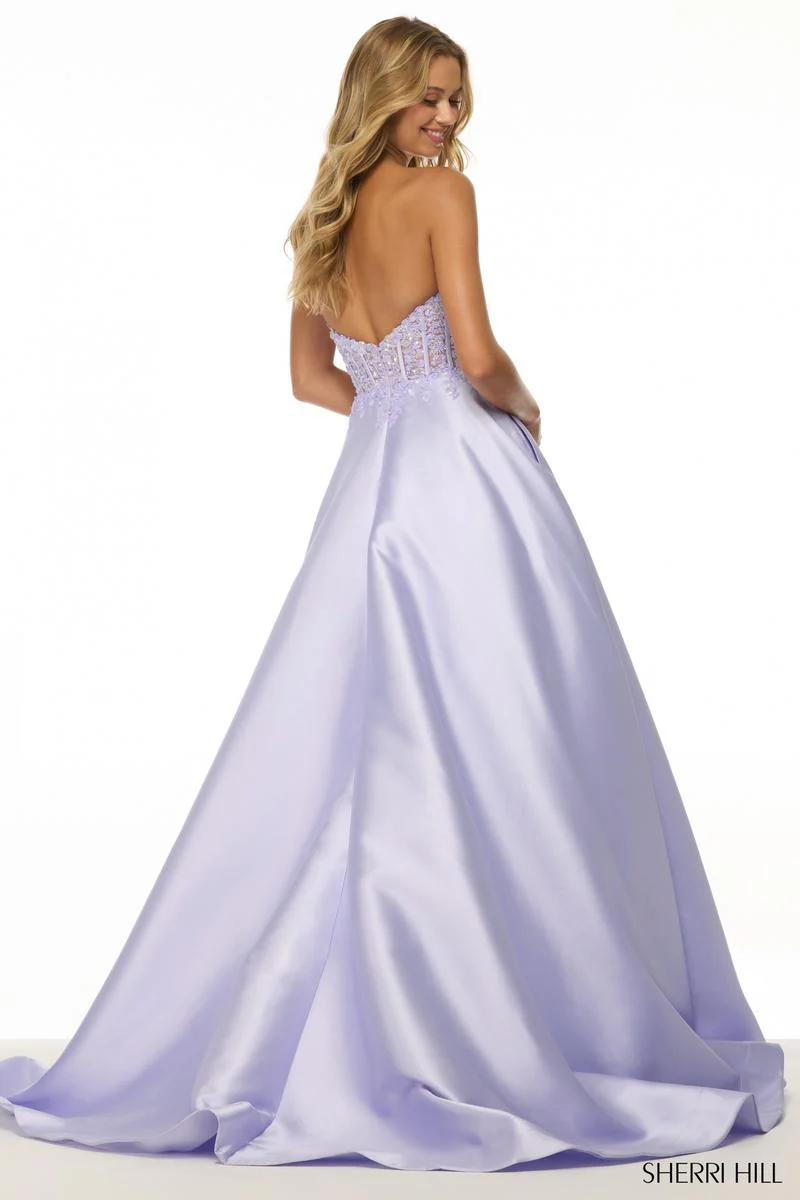 Sherri Hill Corset Lace Satin Ball Gown Dress 57147 - Image 2