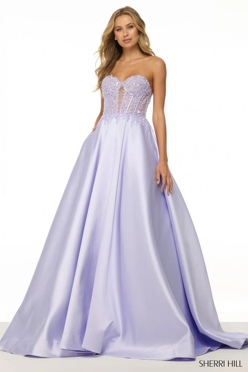 Sherri Hill Corset Lace Satin Ball Gown Dress 57147 - Image 3