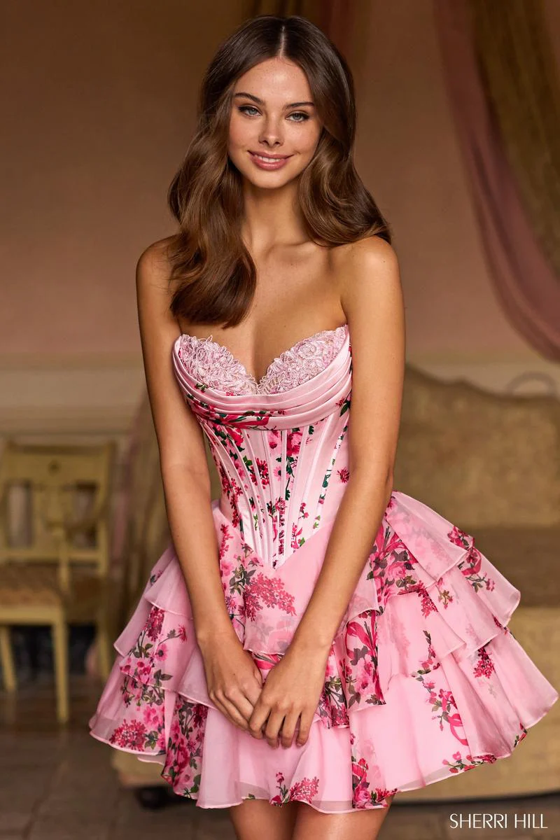 Sherri Hill Ruffle Corset HoCo Dress 57296