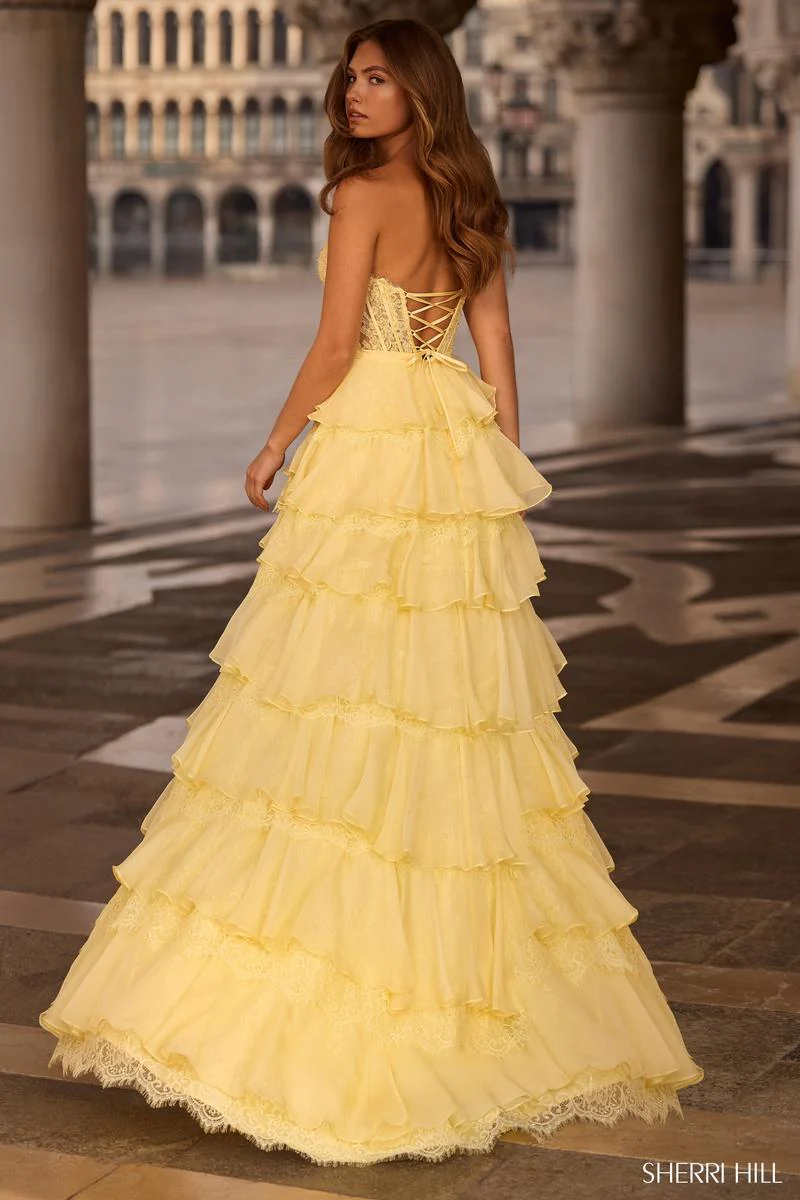 Sherri Hill Strapless Lace Corset Prom Dress 57479 - Image 2