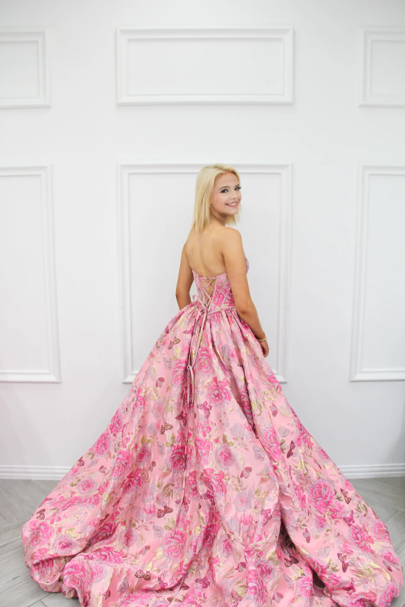 Sherri Hill Strapless Brocade Ball Gown Dress 57515 - Image 5