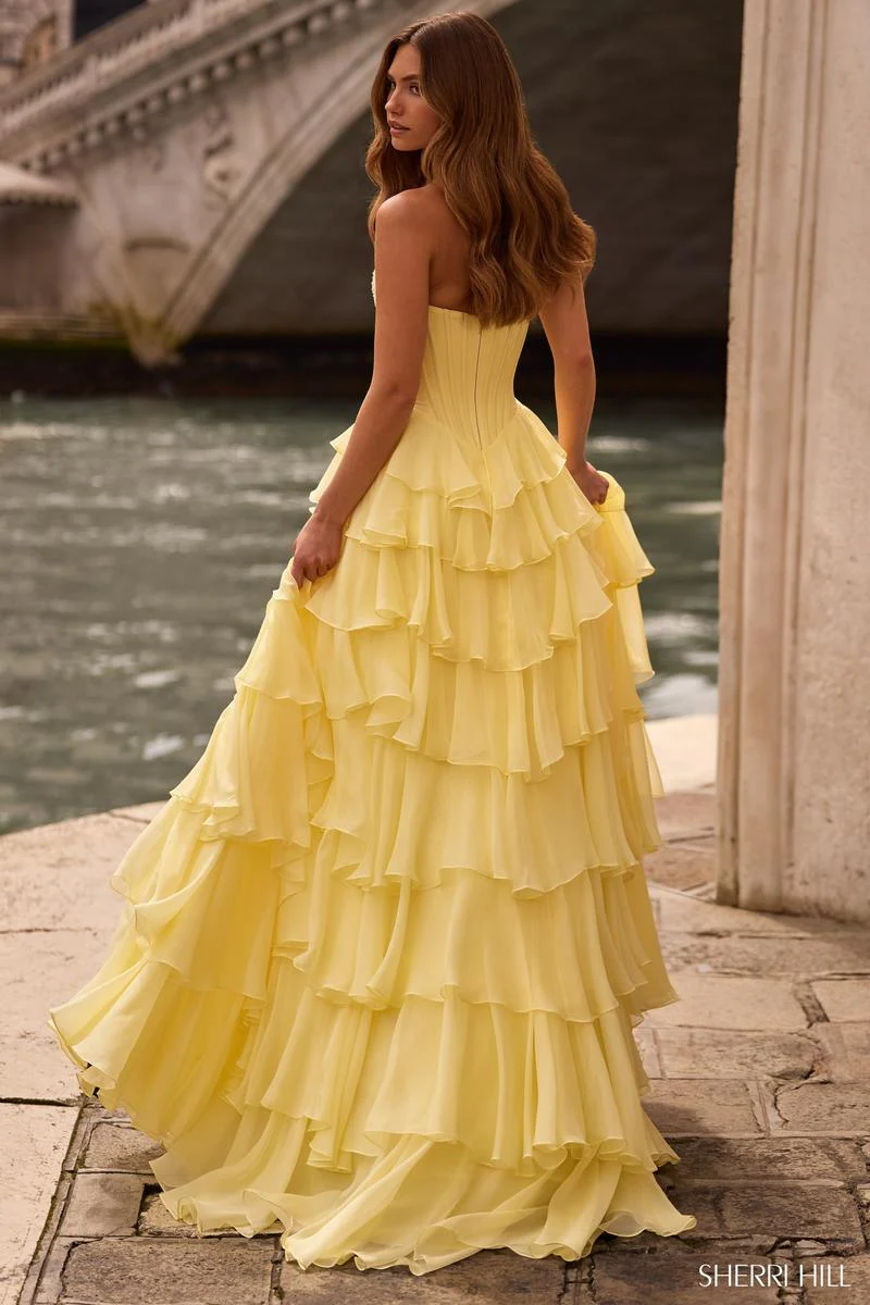 Sherri Hill Lovely Strapless Ruffle Prom Dress 57541 - Image 2