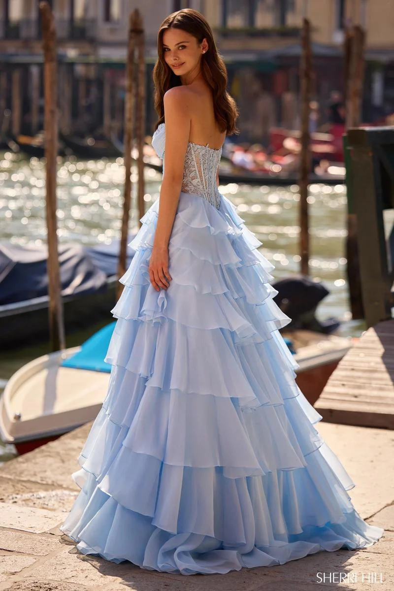 Sherri Hill Strapless Ruffle Prom Dress 57542 - B - Image 4