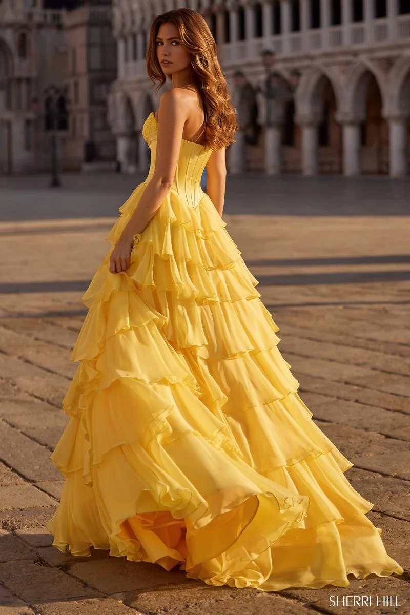 Sherri Hill Ruffle Ball Gown Dress 57586 - Image 2