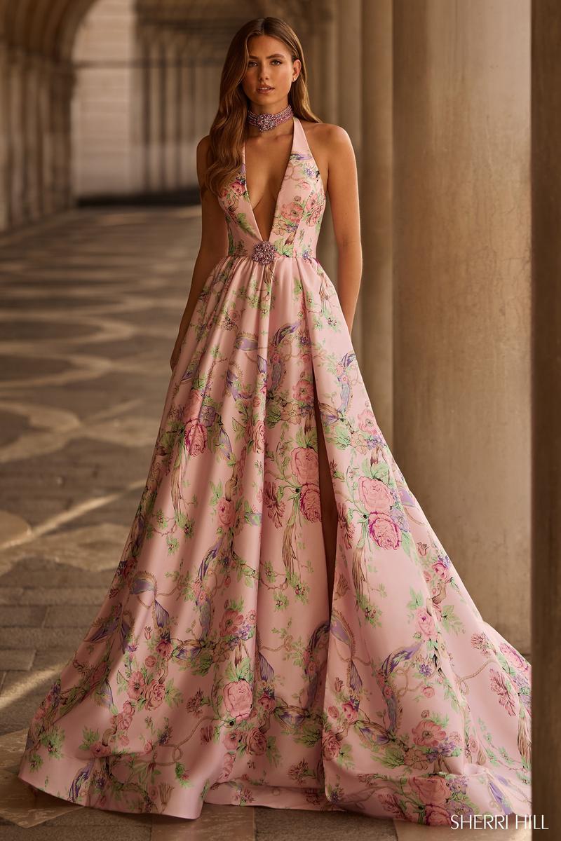 Sherri Hill Plunging Halter Prom Dress 57600