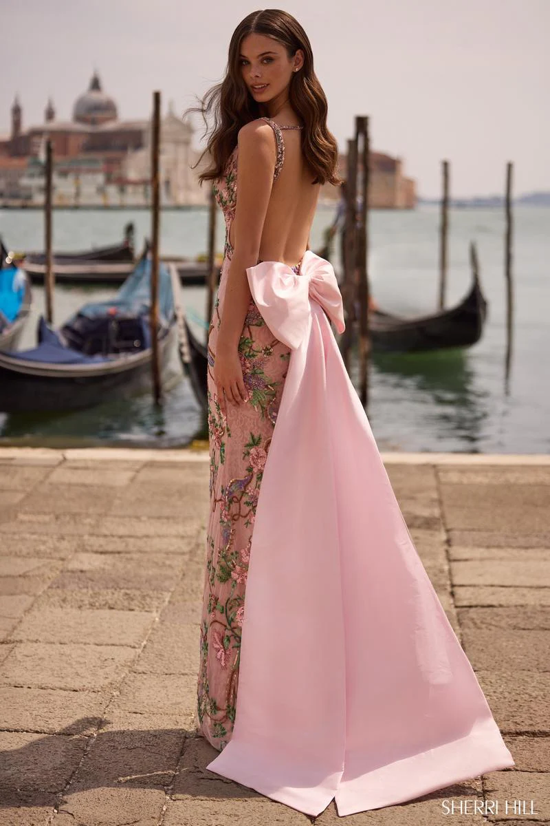 Sherri Hill Floral Open Back Prom Dress 57601 - Image 4