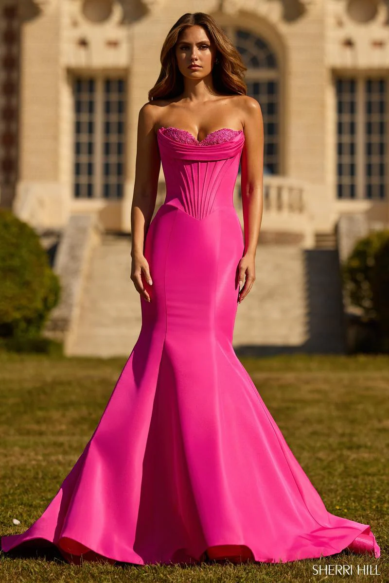 Sherri Hill Strapless Corset Mermaid Prom Dress 57626 - Image 6