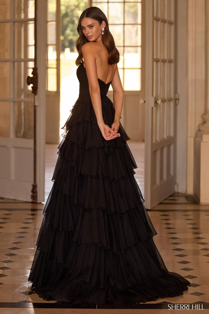 Sherri Hill Ruched Bodice Ruffle Prom Dress 57673 - Image 2