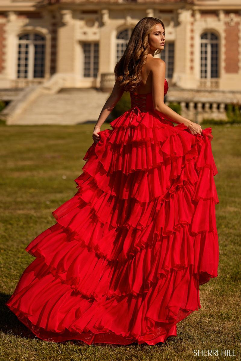 Sherri Hill Keyhole Ruffle Prom Dress 57705 - Image 2