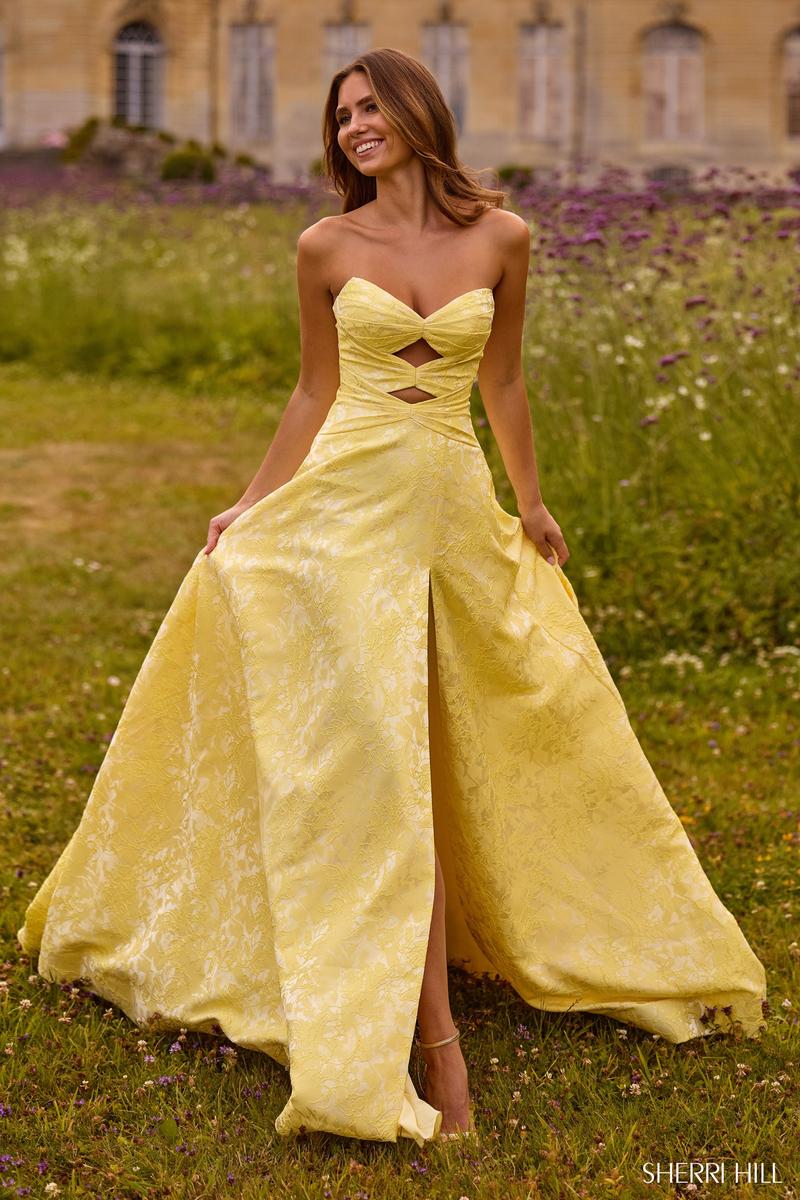 Sherri Hill Strapless Brocade Prom Dress 57710 - Image 3